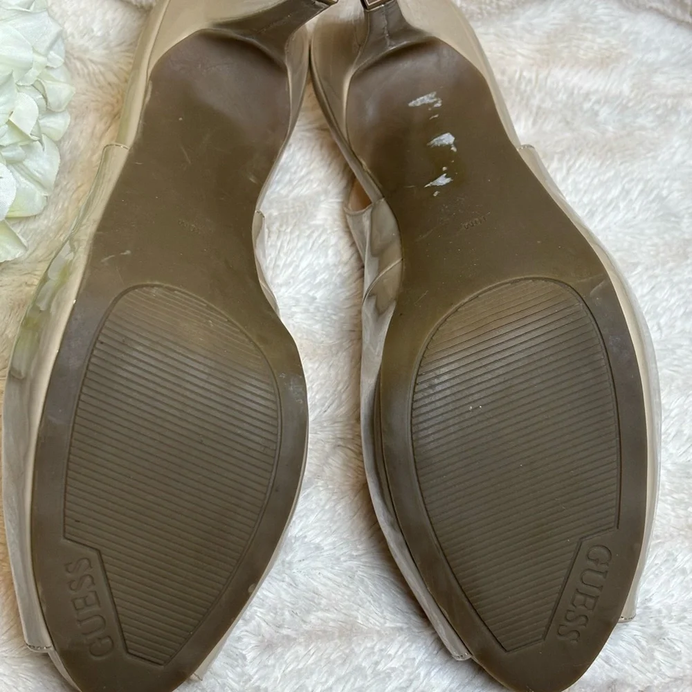 Guess Women's  Shoes Tan Slingback Peep Toe Heels NEW Size 10